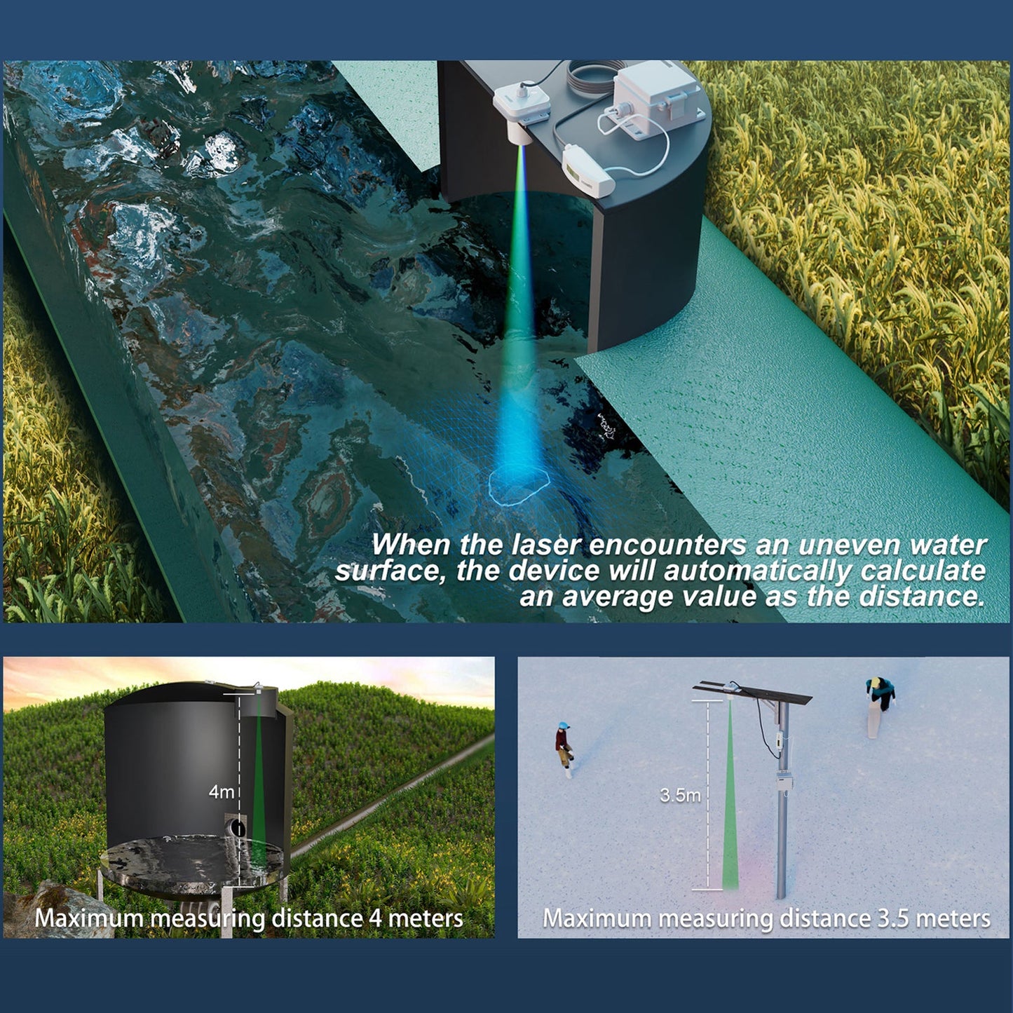 LDS01 Laser Distance Sensor, Laser Rangefinder for Water Tank Levels and Snow Depth with LCD Screen for Real-Time Monitoring